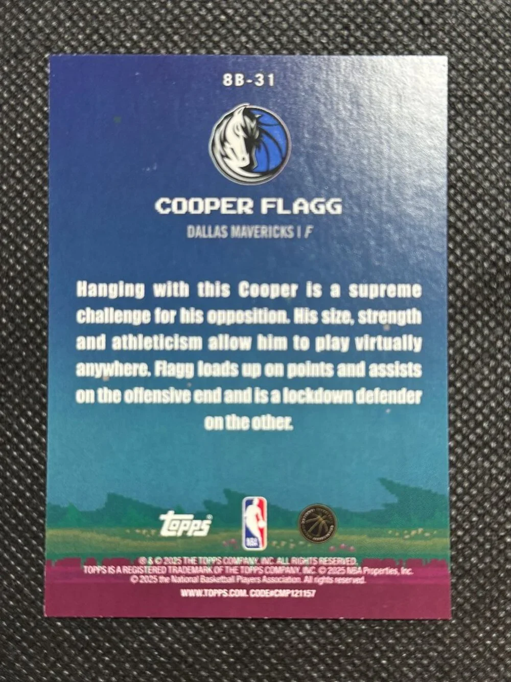 COOPER FLAGG RC 2025-26 Topps 8-Bit Ballers ROOKIE #8B-31 DALLAS MAVERICKS